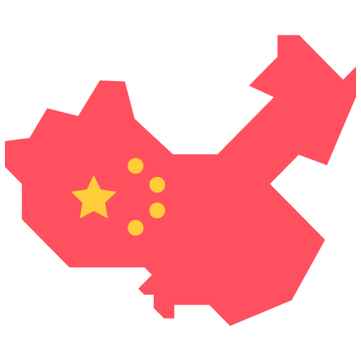 Mapa de China con la bandera del país.