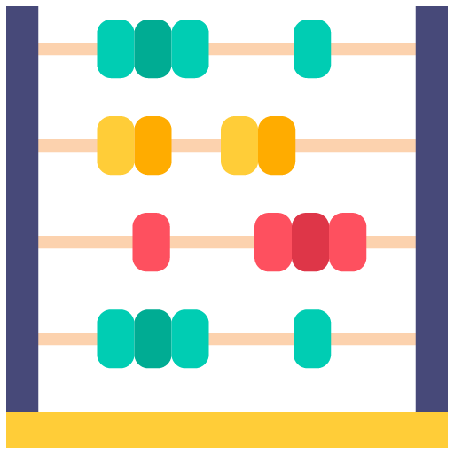 Ilustración de un ábaco con cuentas coloridas.
